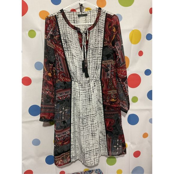 THML Boho Dress Size XS Semi Sheer Sleeves 🍒🌿 - Picture 1 of 14